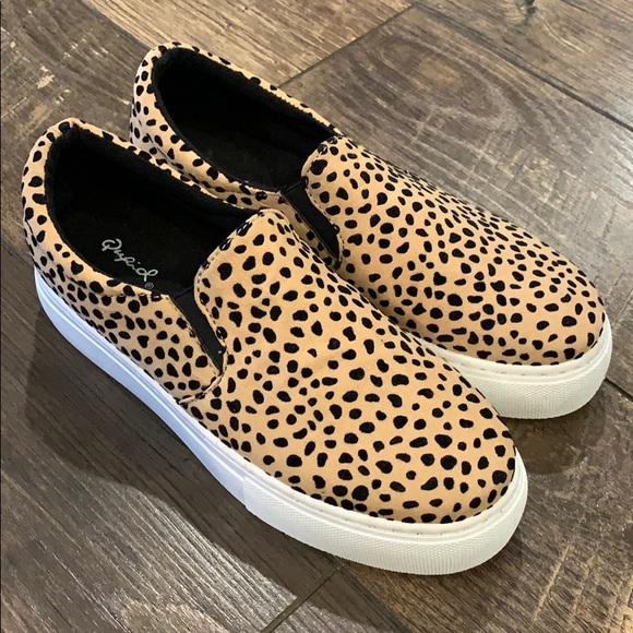 NWOT Faux Suede Animal Print Slip On Sneakers - Picture 3 of 6